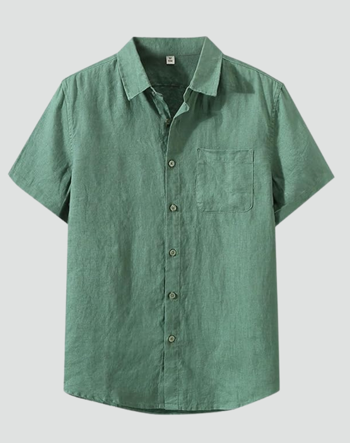Linen Short Sleeve Shirt for Men Summer Casual