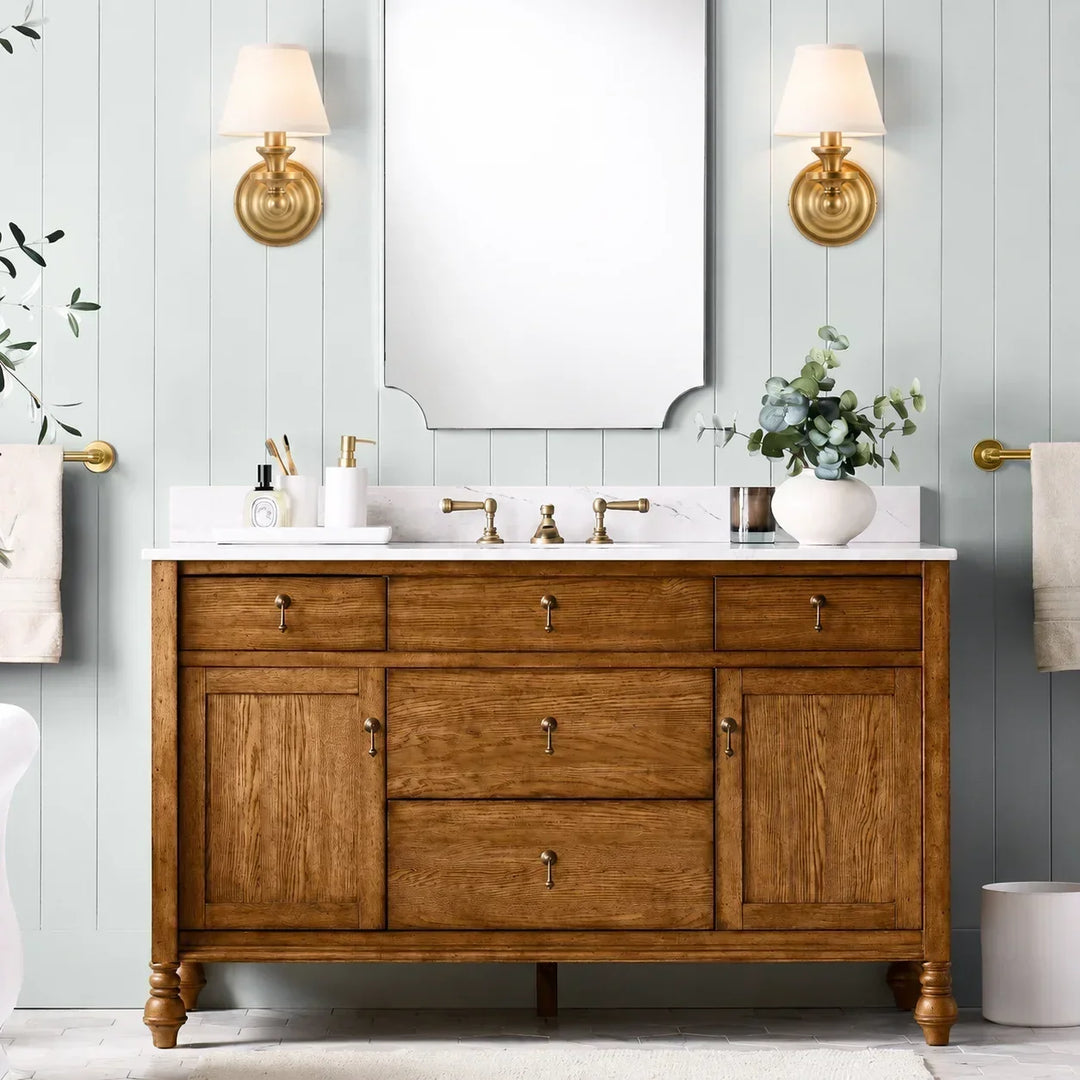 Posie Retro Brass Linen Shade Wall Sconce