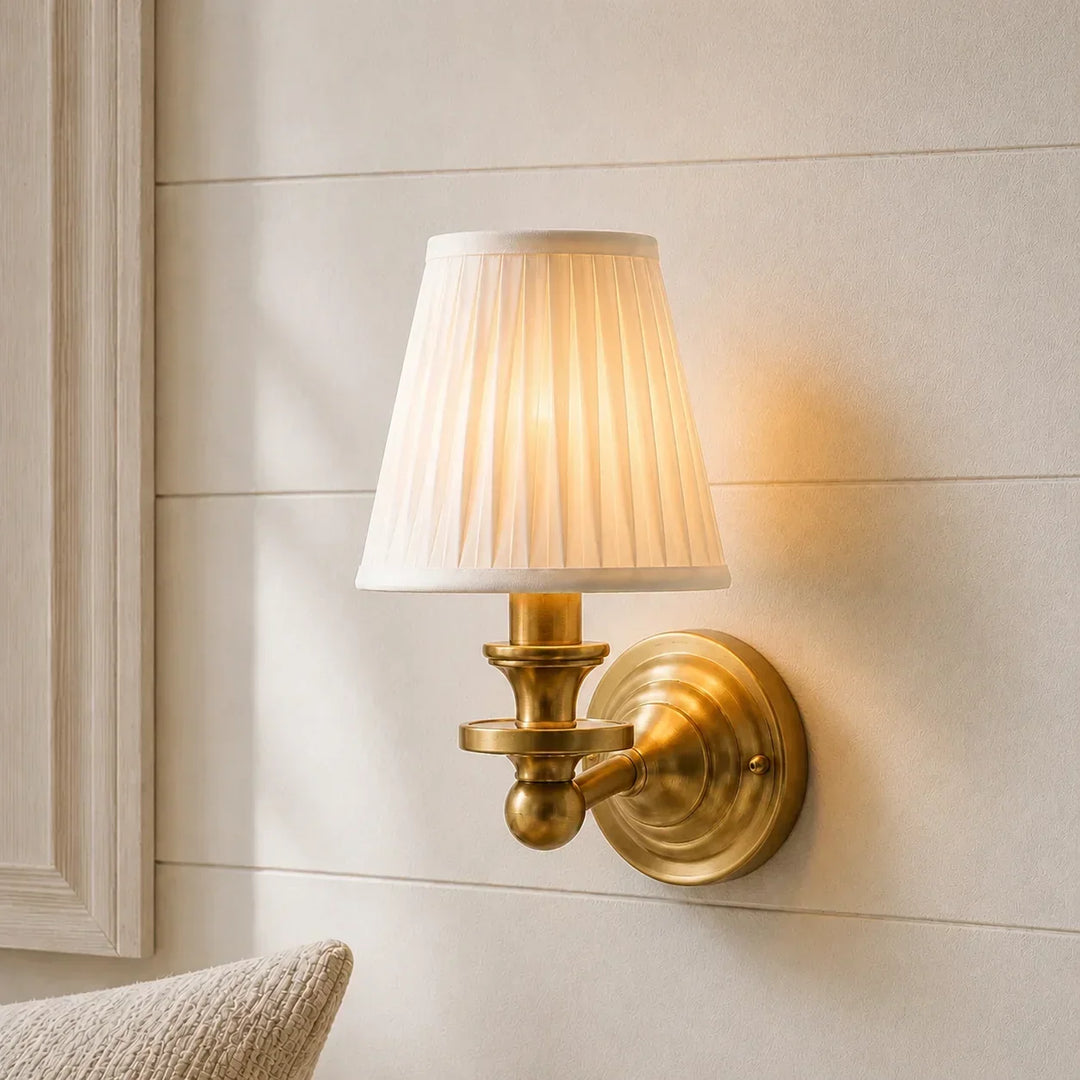Posie Retro Brass Linen Shade Wall Sconce
