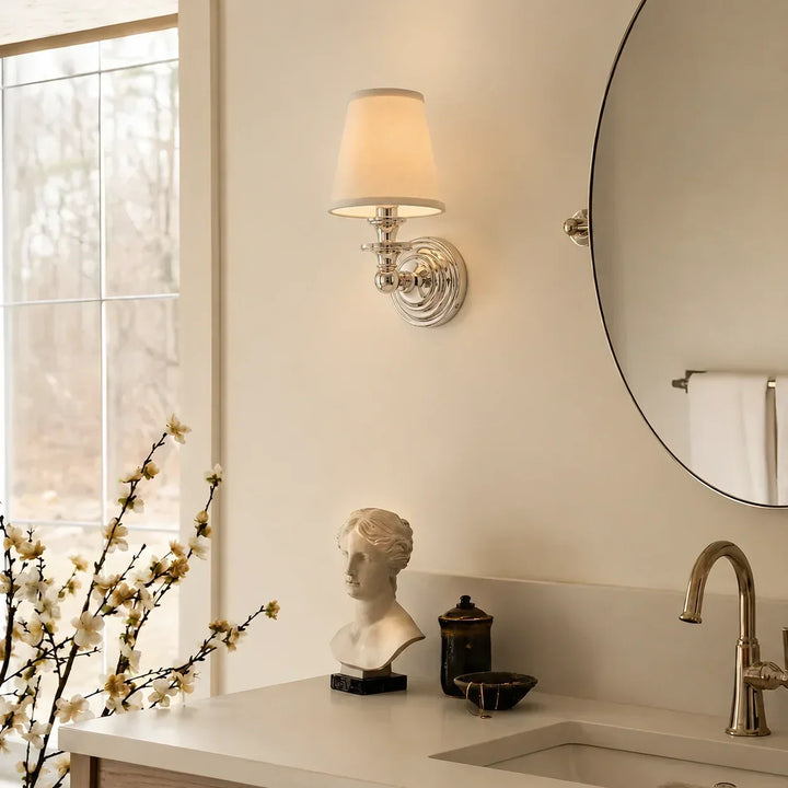 Posie Retro Brass Linen Shade Wall Sconce