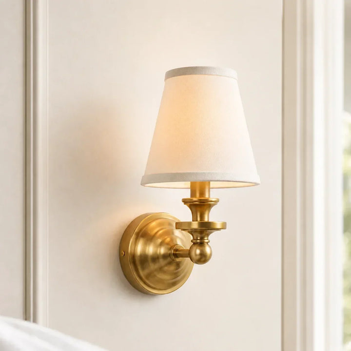 Posie Retro Brass Linen Shade Wall Sconce