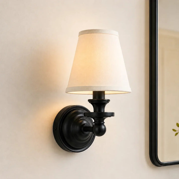Posie Retro Brass Linen Shade Wall Sconce