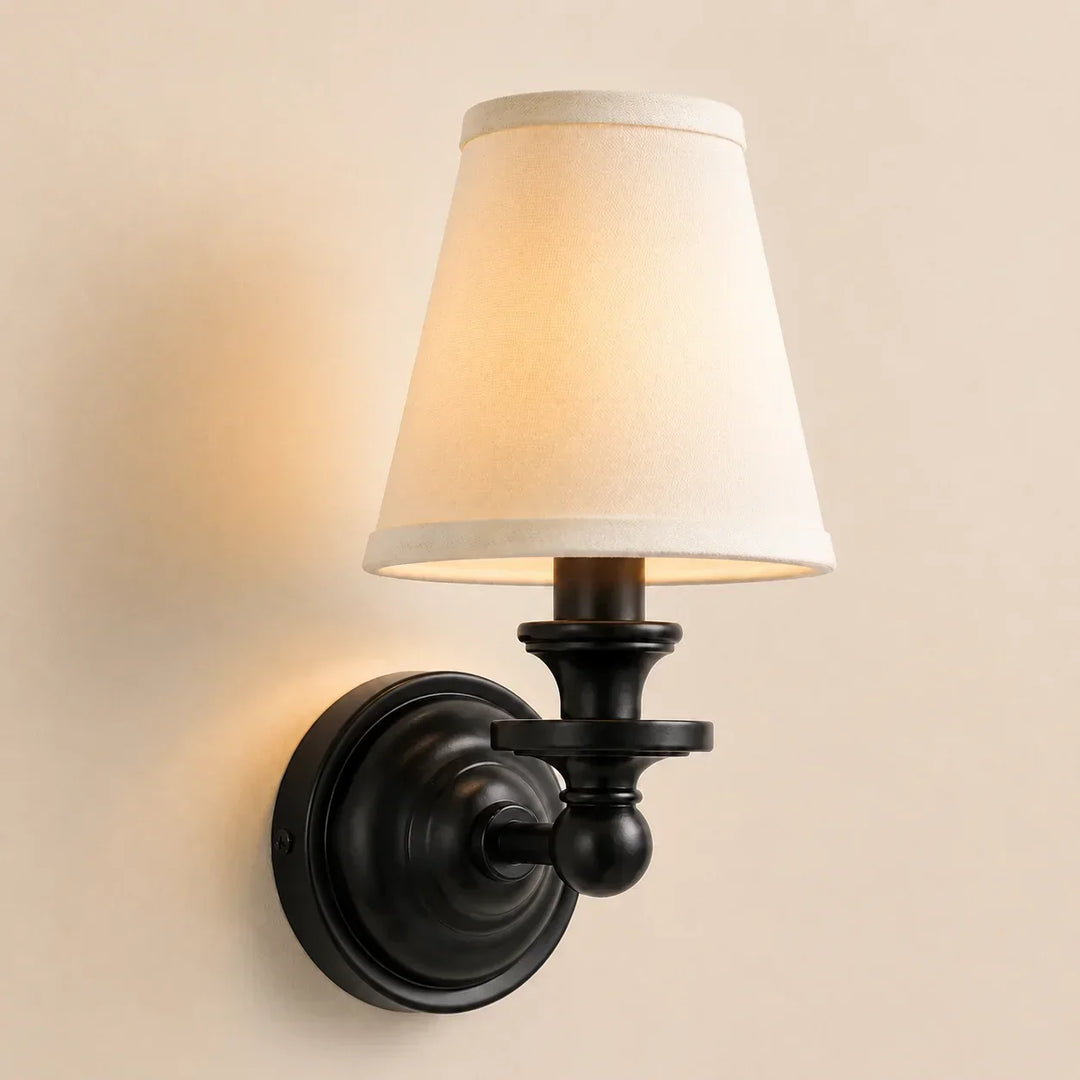 Posie Retro Brass Linen Shade Wall Sconce