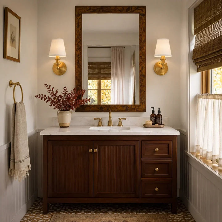Posie Retro Brass Linen Shade Wall Sconce