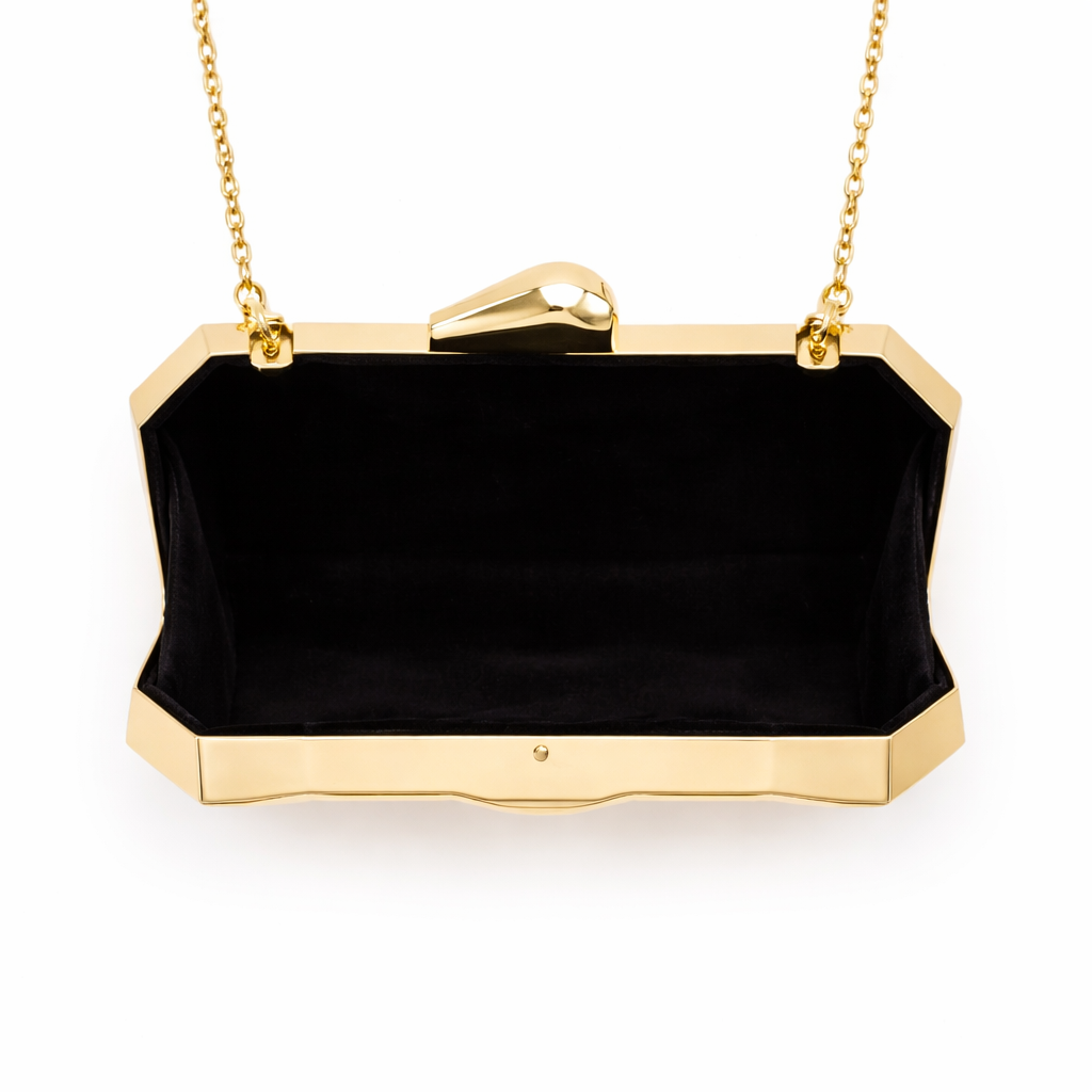 Prism – Geometric Metallic Box Clutch, Evening Chain Bag