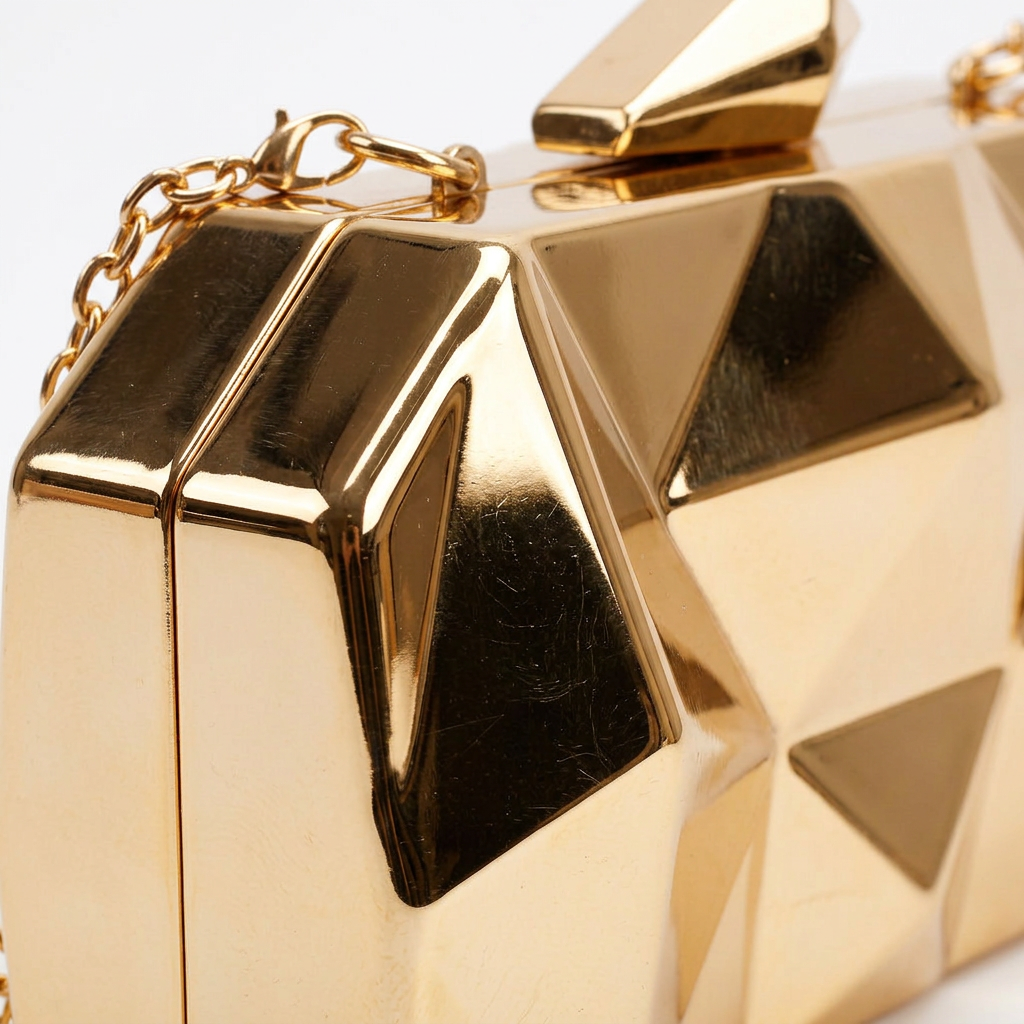 Prism – Geometric Metallic Box Clutch, Evening Chain Bag