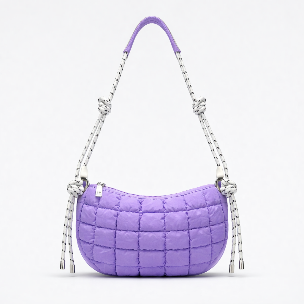 Puffa – Quilted Nylon Hobo Bag with Rope Strap