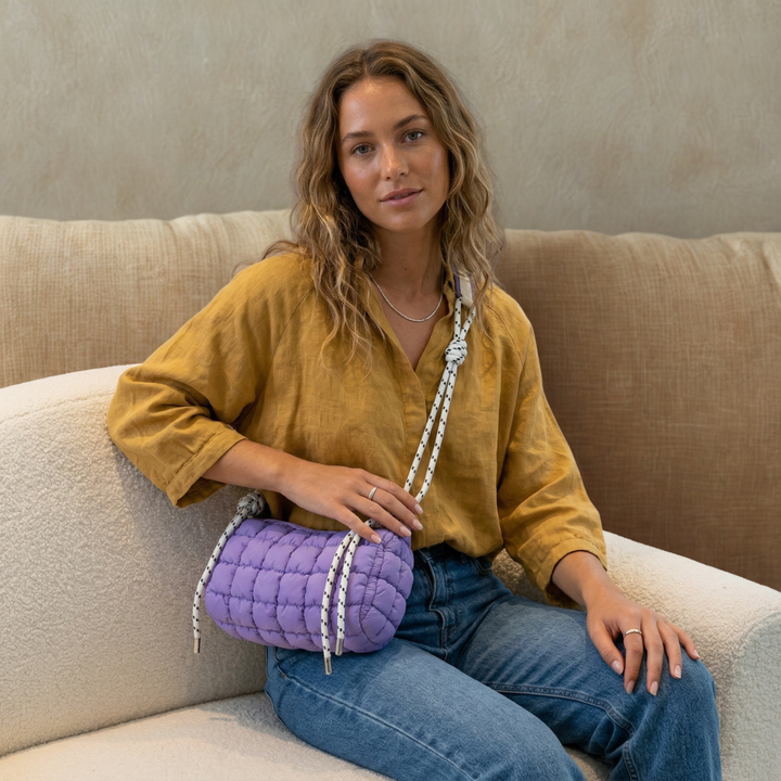 Puffa – Quilted Nylon Hobo Bag with Rope Strap