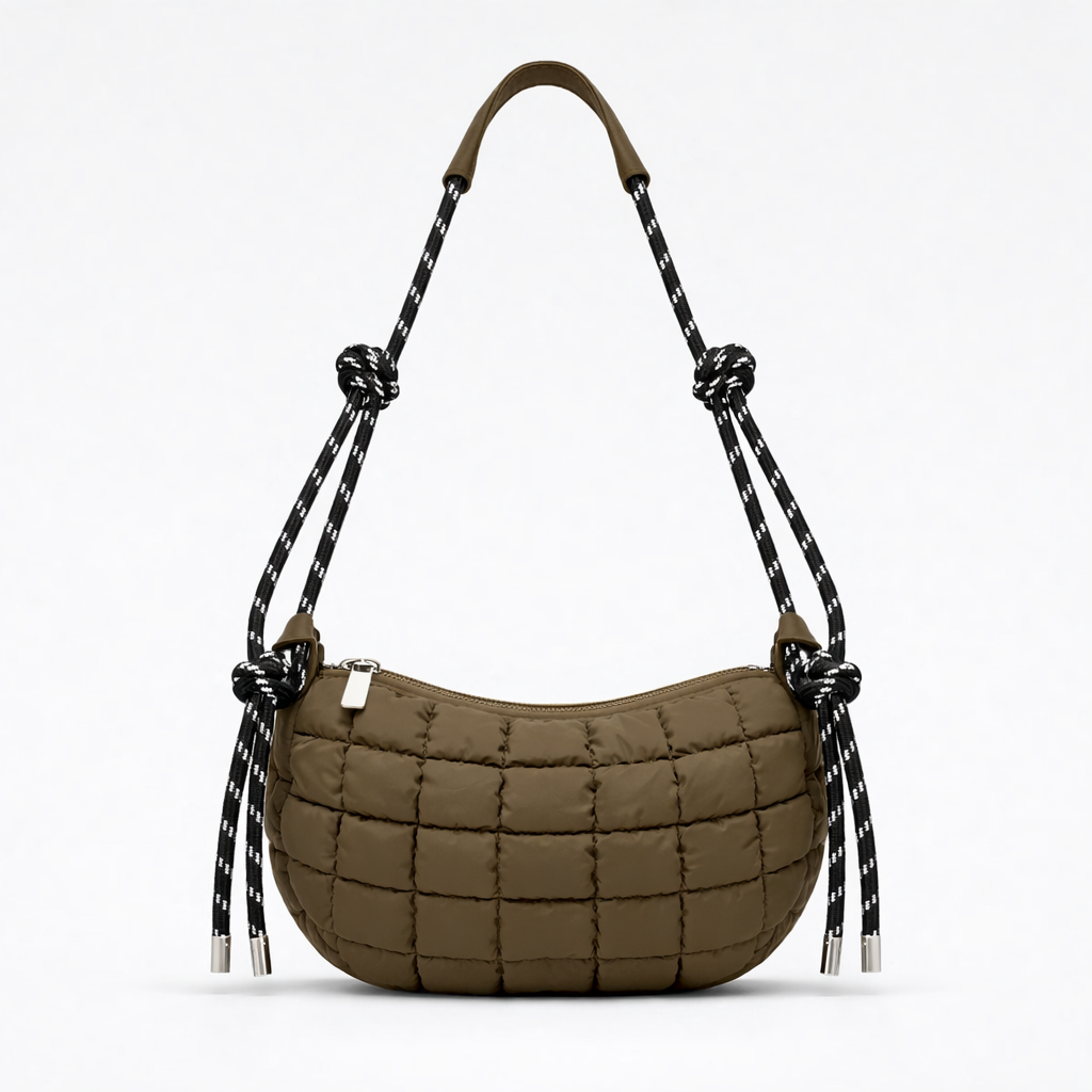 Puffa – Quilted Nylon Hobo Bag with Rope Strap