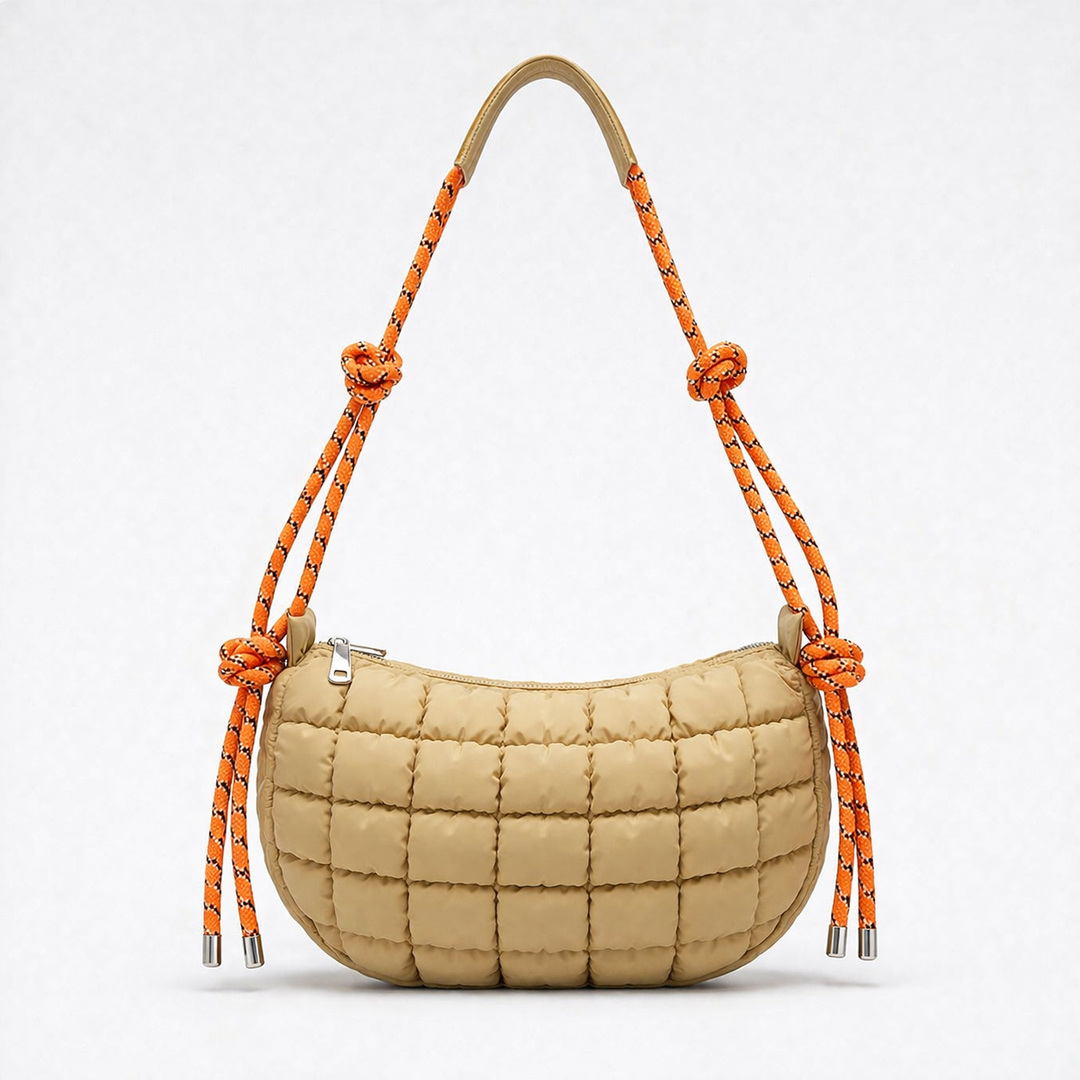 Puffa – Quilted Nylon Hobo Bag with Rope Strap