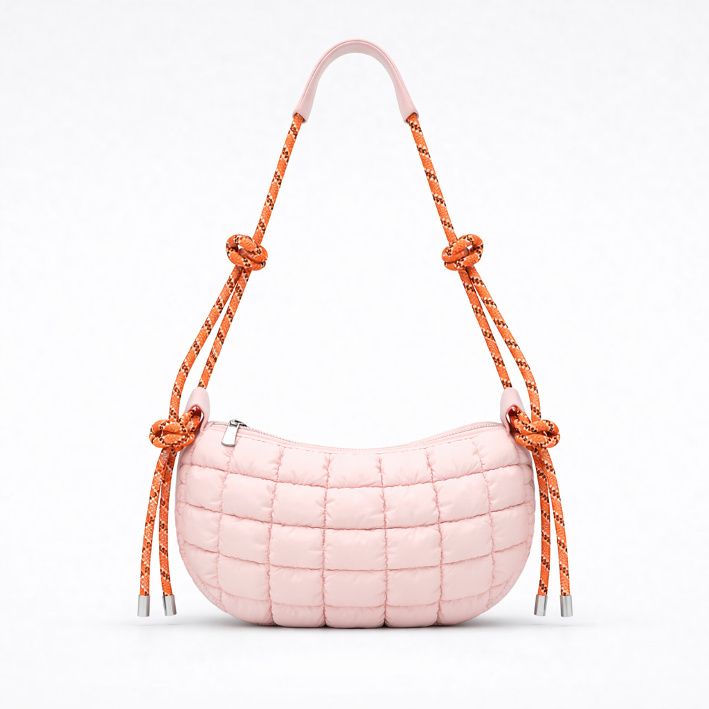 Puffa – Quilted Nylon Hobo Bag with Rope Strap