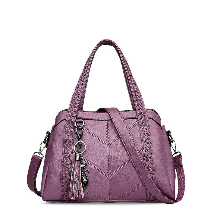 Solène – Vegan Cowhide Satchel Bag, Braided Strap Bag