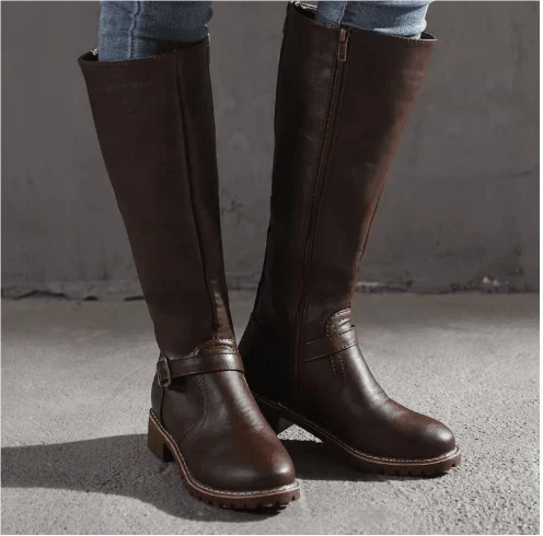 Bersh | Boots For Women | Knee High Flat Heel With Buckle Strap