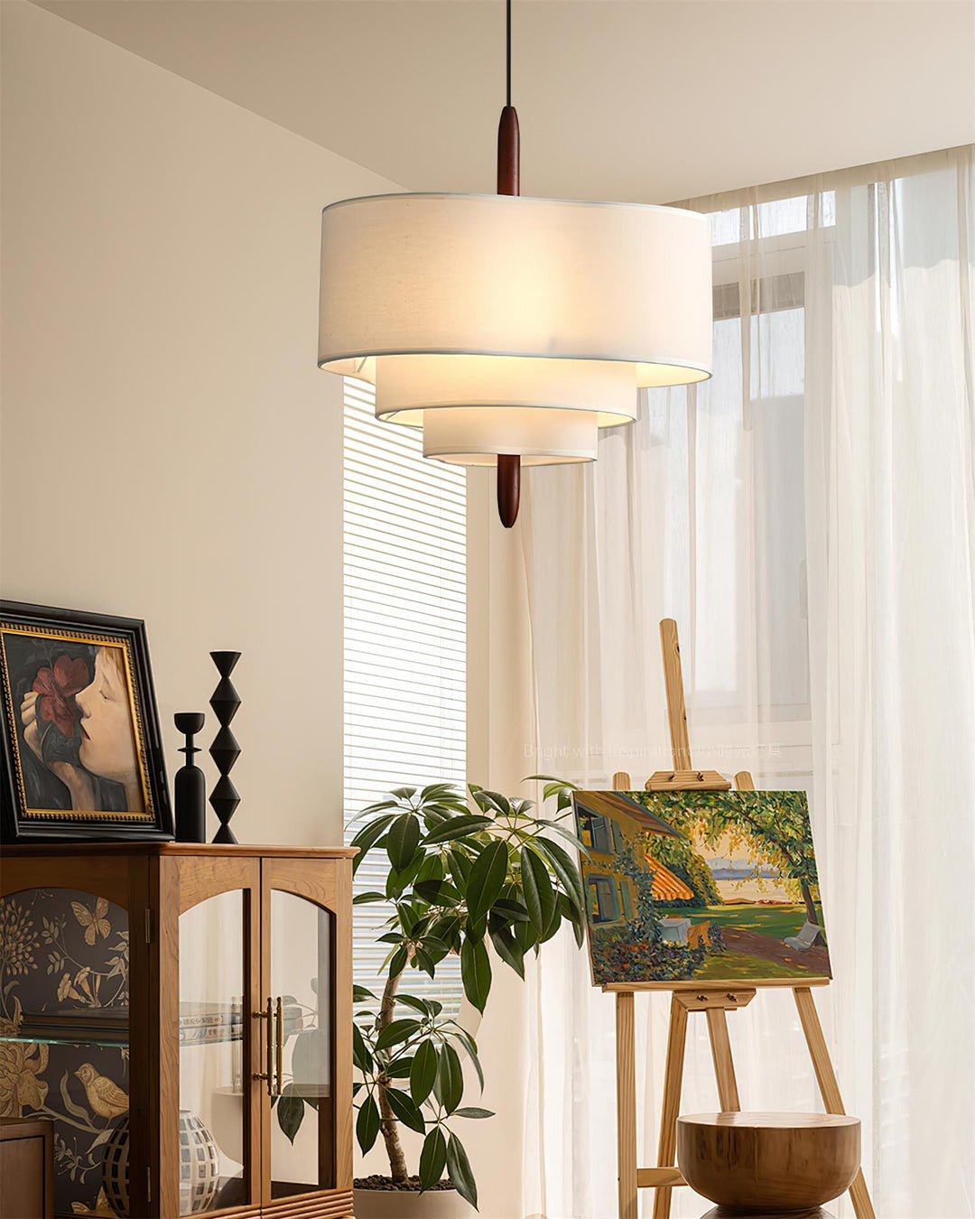 Ophel Green Fabric Pendant Lamp