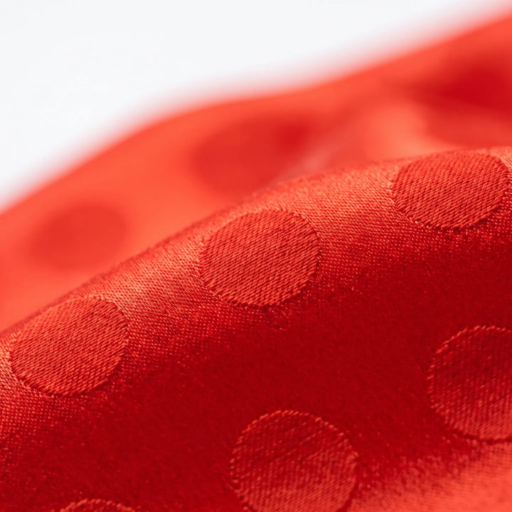Vibrant Red Backless A-Line Slip Dress with Dotted Texture