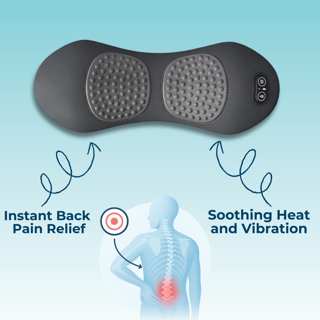 Back Pain Massager with Heat & Vibration Massage, Back Support for Sciatica Relief, Lumbar Pain & Posture Correction – 3-in-1 Home Treatment
