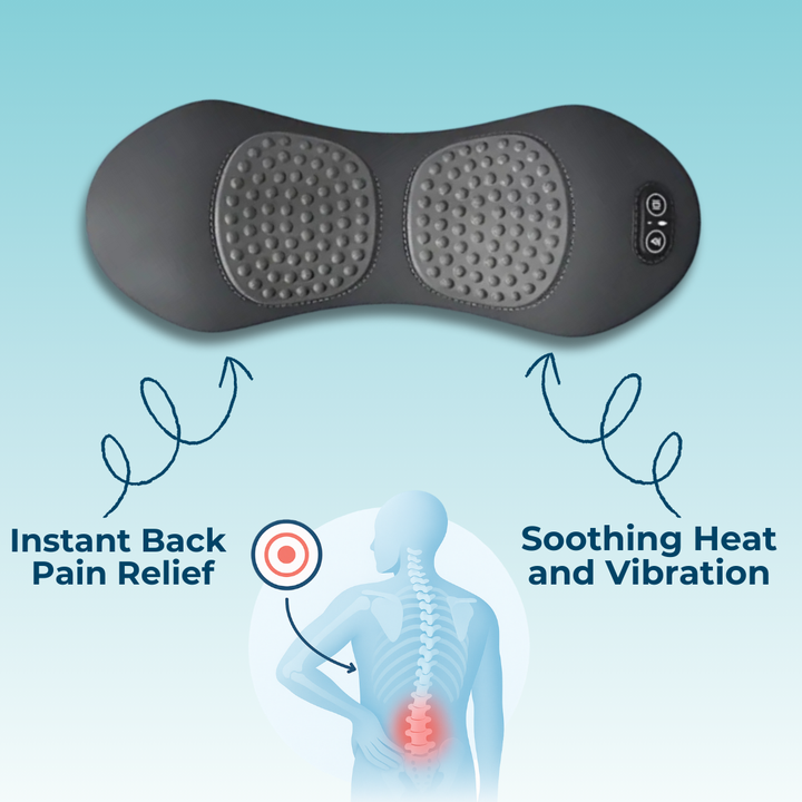 Back Pain Massager with Heat & Vibration Massage, Back Support for Sciatica Relief, Lumbar Pain & Posture Correction – 3-in-1 Home Treatment