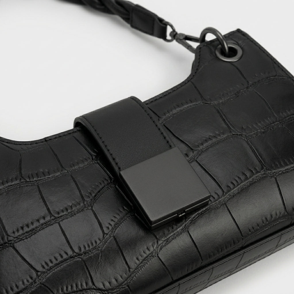 Remi – Croc Embossed Vegan Cowhide Shoulder Bag