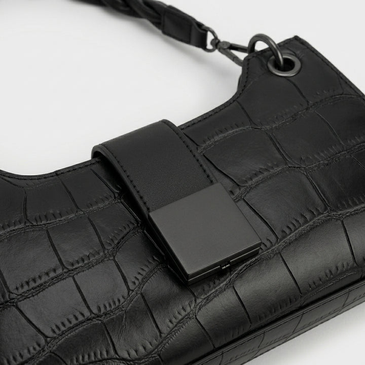 Remi – Croc Embossed Vegan Cowhide Shoulder Bag