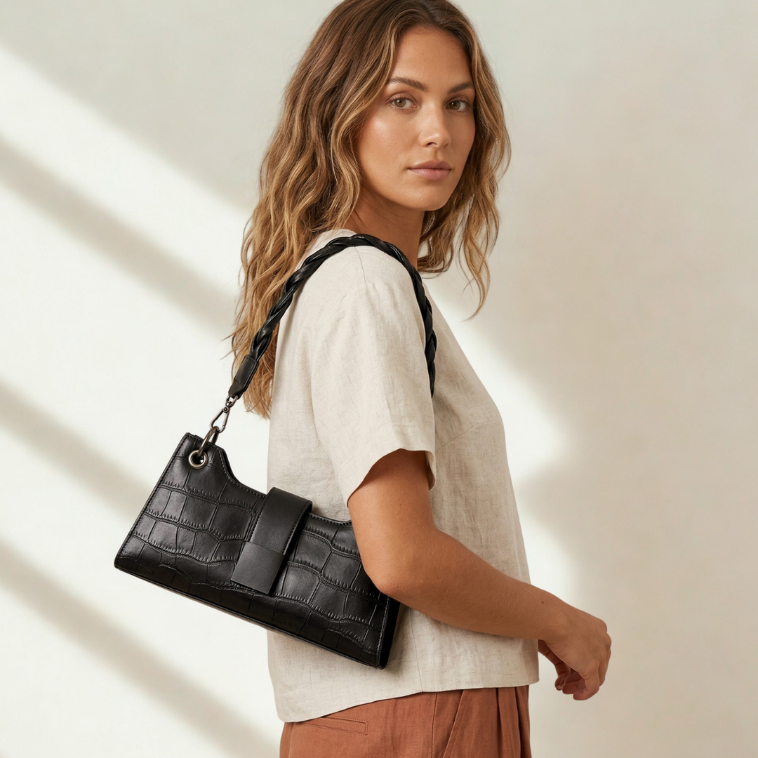 Remi – Croc Embossed Vegan Cowhide Shoulder Bag
