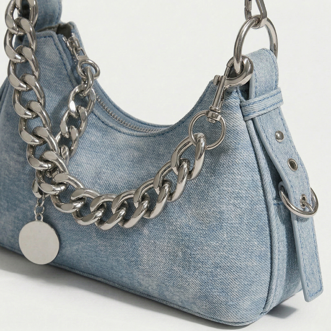 Remi – Denim Chain Shoulder Bag, Small Crossbody Bag