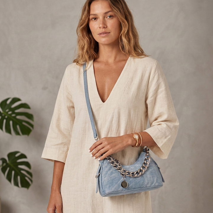 Remi – Denim Chain Shoulder Bag, Small Crossbody Bag