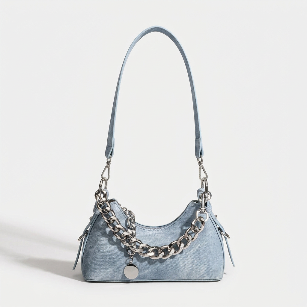 Remi – Denim Chain Shoulder Bag, Small Crossbody Bag