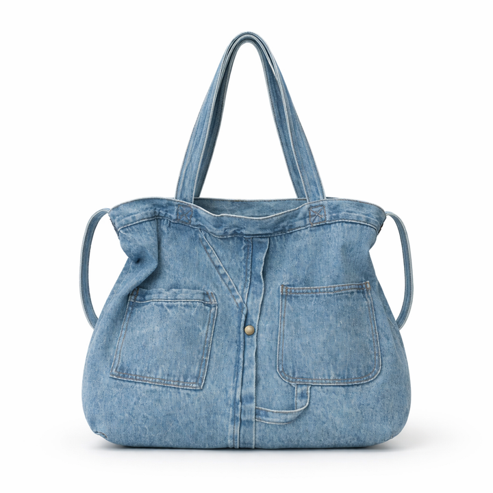 Remy – Large Denim Shoulder Bag, Zipper Tote Bag Women