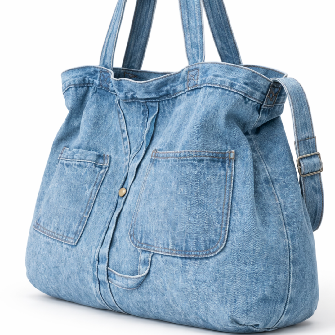 Remy – Large Denim Shoulder Bag, Zipper Tote Bag Women