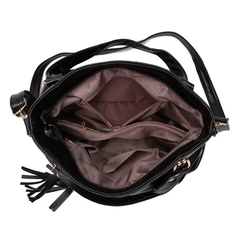 Reva – Tassel Hobo Bag, Vegan Leather Shoulder Bag