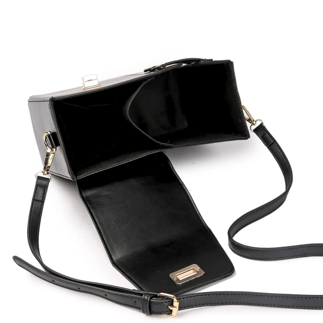 Reva – Vegan Leather Crossbody Shoulder Bag with Twist Lock