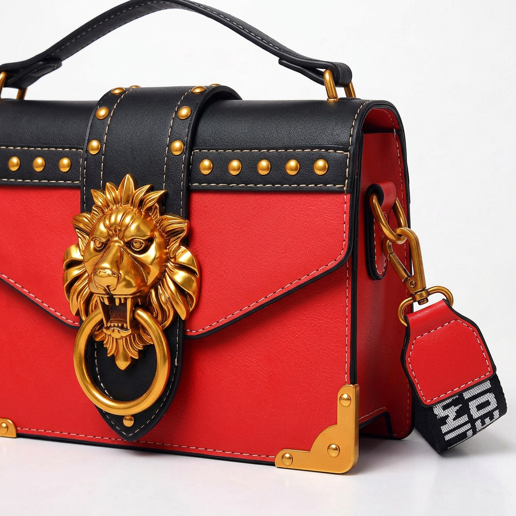 Roar – Lion Head Crossbody Bag, Studded Mini Shoulder Bag