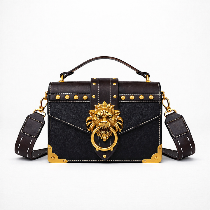 Roar – Lion Head Crossbody Bag, Studded Mini Shoulder Bag