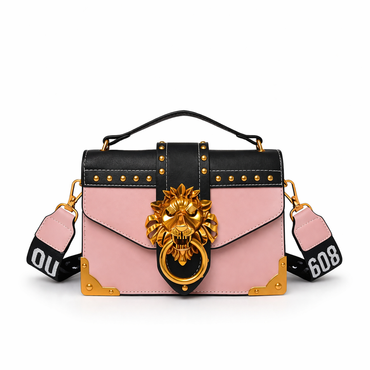 Roar – Lion Head Crossbody Bag, Studded Mini Shoulder Bag