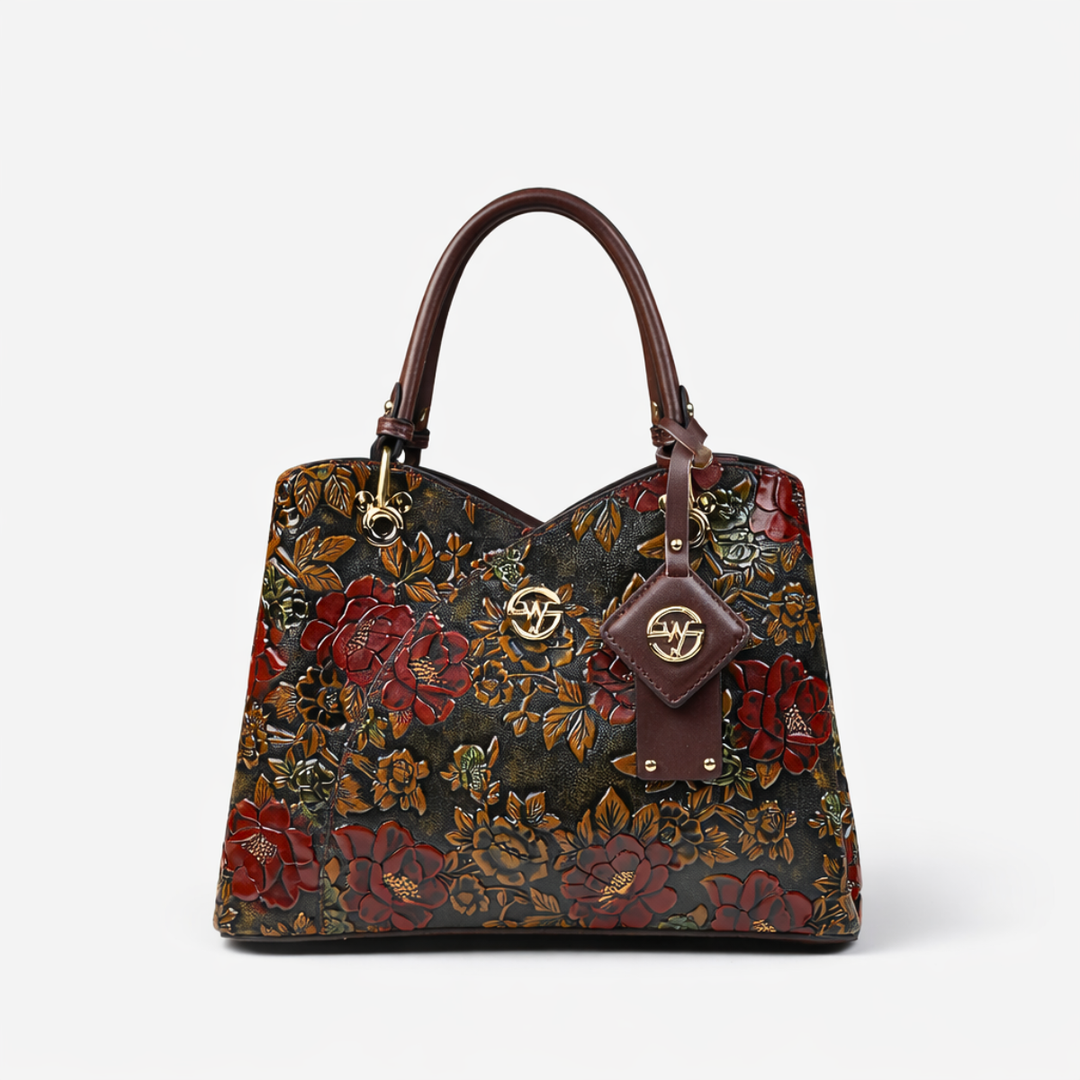 Rosalind – Floral Embossed Top Handle Shoulder Bag
