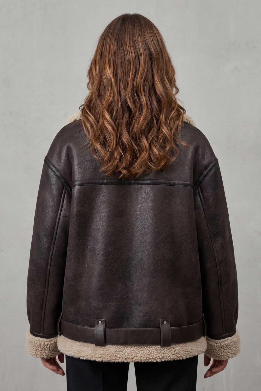 Women's Belted Shearling Aviator Jacket – Premium Warmth & Style