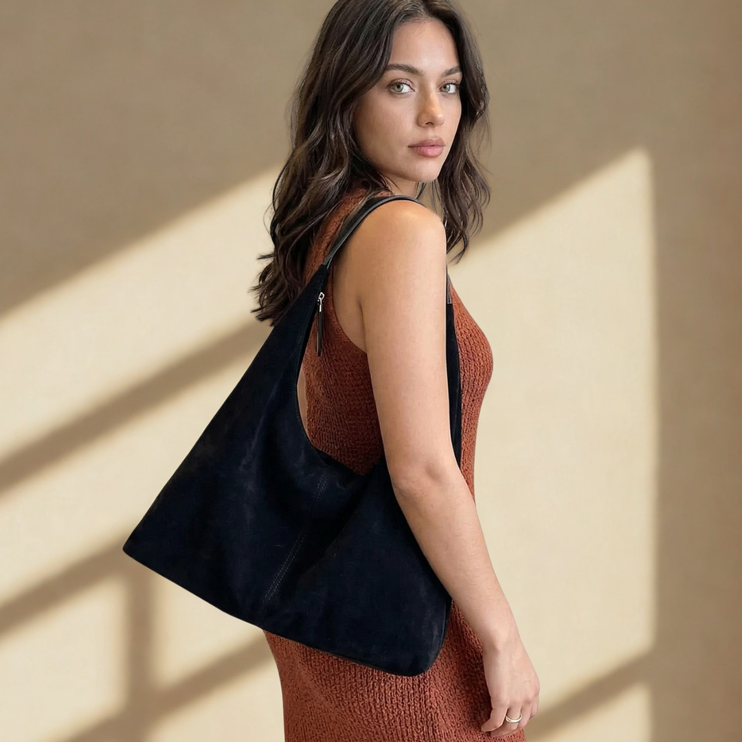 Rova – Large Suede Shoulder Bag, Slouchy Hobo Bag