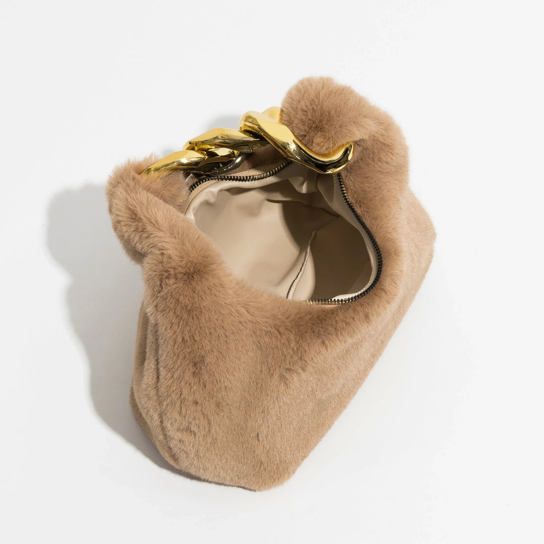 Plush – Faux Fur Mini Shoulder Bag with Chain Handle