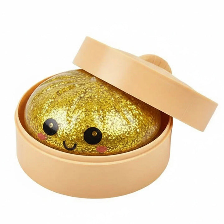 Glitter Dumpling Squeeze Fidget Toy - Kawaii Desk Accessory for Stress Relief