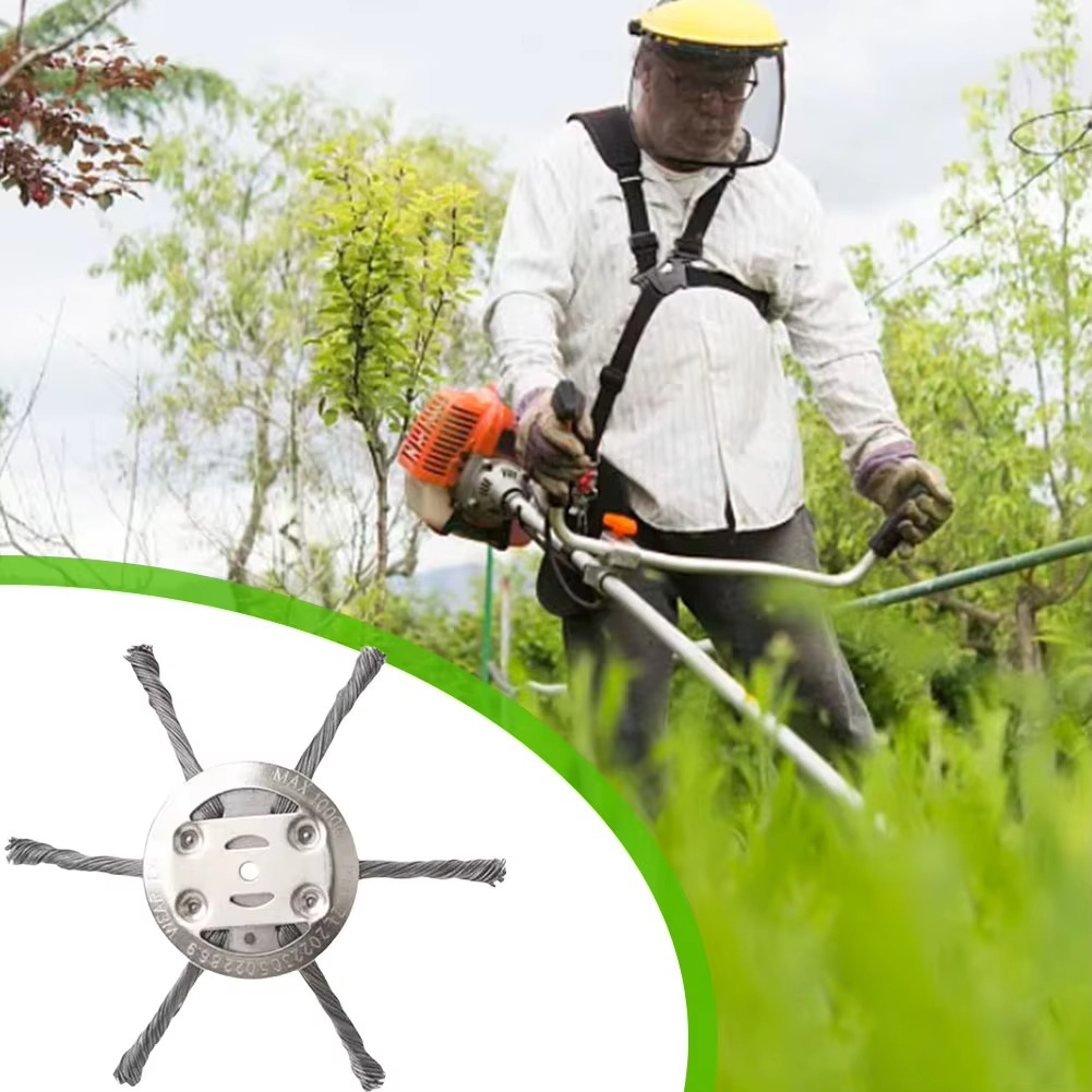 Steel Weed Brush for Trimmer Universal | Powerful Garden Brush for Hard Surfaces | Professional Trimmer Attachment for Grass Moss Weeds | Durable Weed Remover for Cultivator | Sansoti