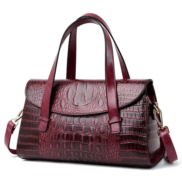 Vesper – Croc Embossed Cowhide Shoulder Bag for Women