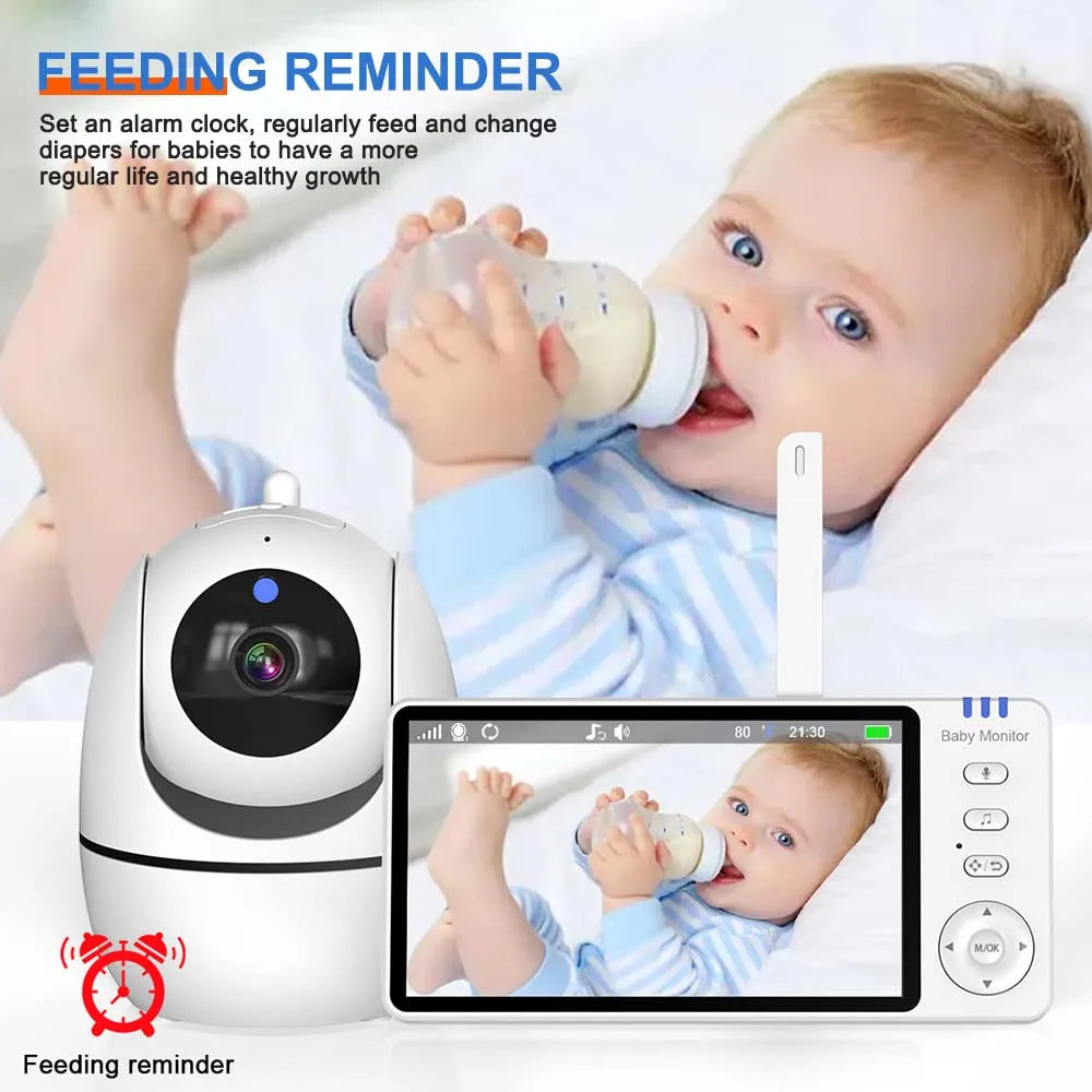 Premium 5-Inch HD Portable Baby Monitor with Pan-Tilt Camera and Night Vision