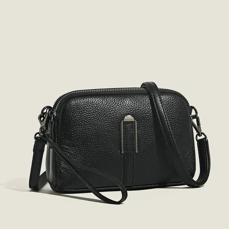 Celia – Small Leather Crossbody Bag with Wristlet Strap