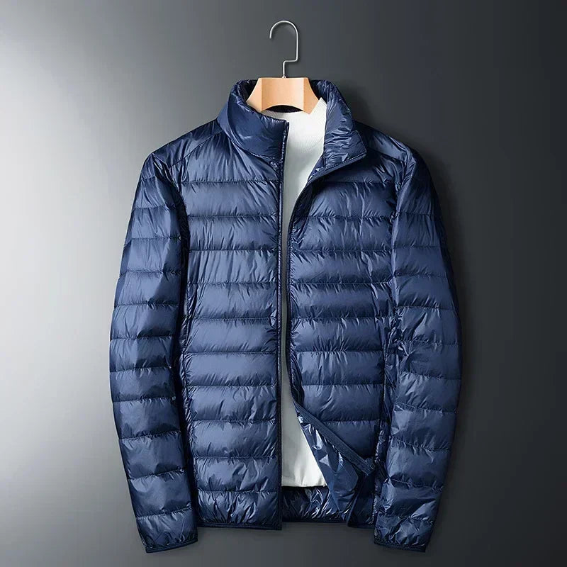 Men's Lightweight Puffer Jacket with Compact Storage Bag
