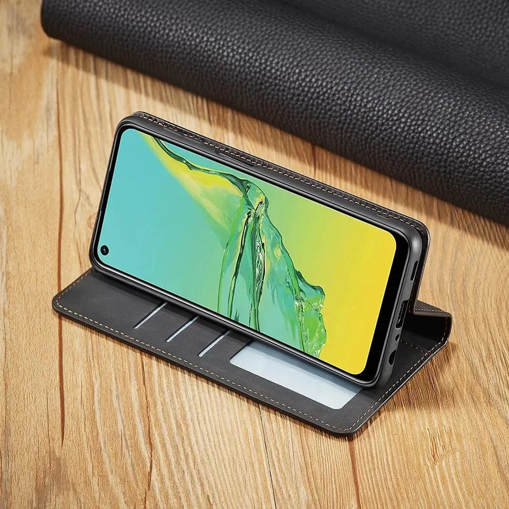 Magnetic Leather Phone Case for Samsung – Stylish Protection with Flip Cover and Card Holder | Sansoti