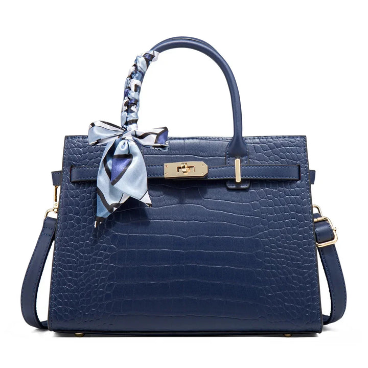Cleo – Croc Embossed Top Handle Shoulder Bag