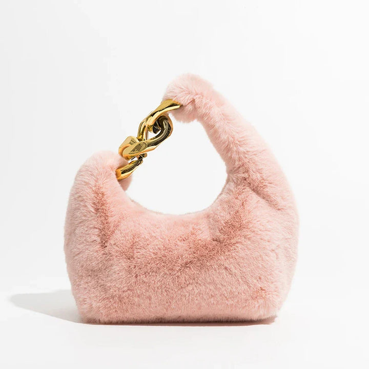 Plush – Faux Fur Mini Shoulder Bag with Chain Handle