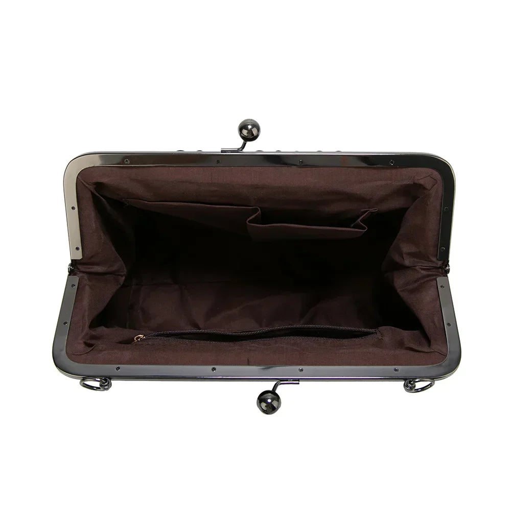 Vivienne – Vintage Kiss Lock Vegan Leather Shoulder Bag