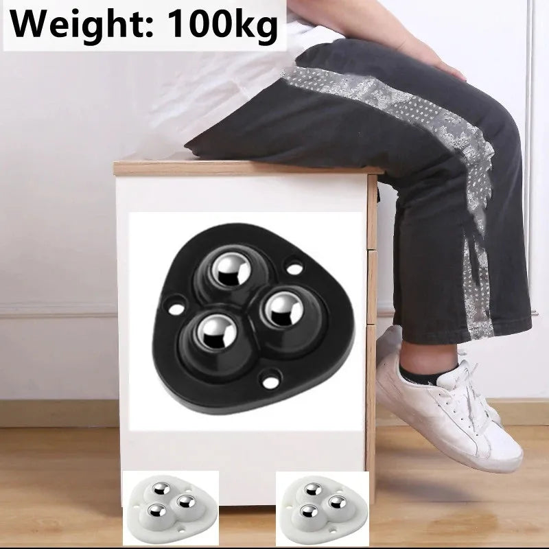 Self-Adhesive 360 Degree Furniture Caster Wheels - Heavy Duty Rollers
