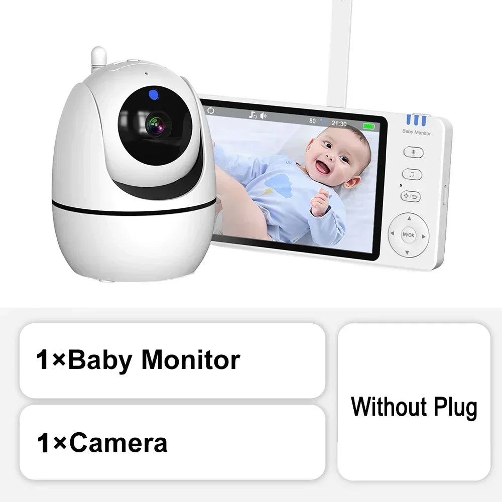 Premium 5-Inch HD Portable Baby Monitor with Pan-Tilt Camera and Night Vision